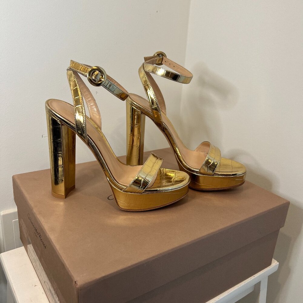 Gianvito Rossi Metal Croc Platforms Size 35